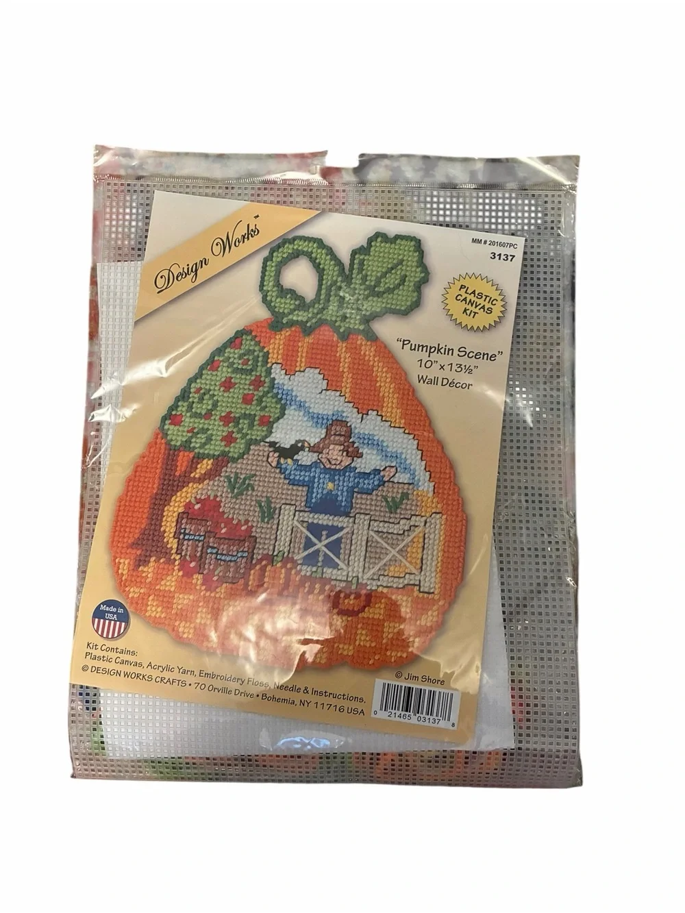 Design Works Jim Shore Pumpkin Scene Plastic Canvas Kit 3137 Fall Wall Decor NEW